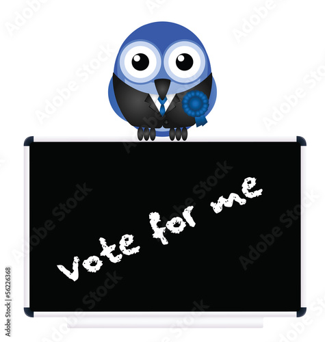 Right wing Politician with blue rosette