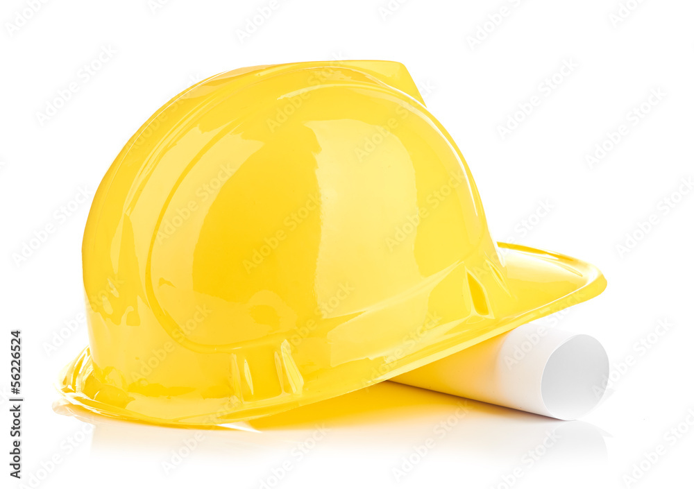 Fototapeta premium yellow helmet and roll paper