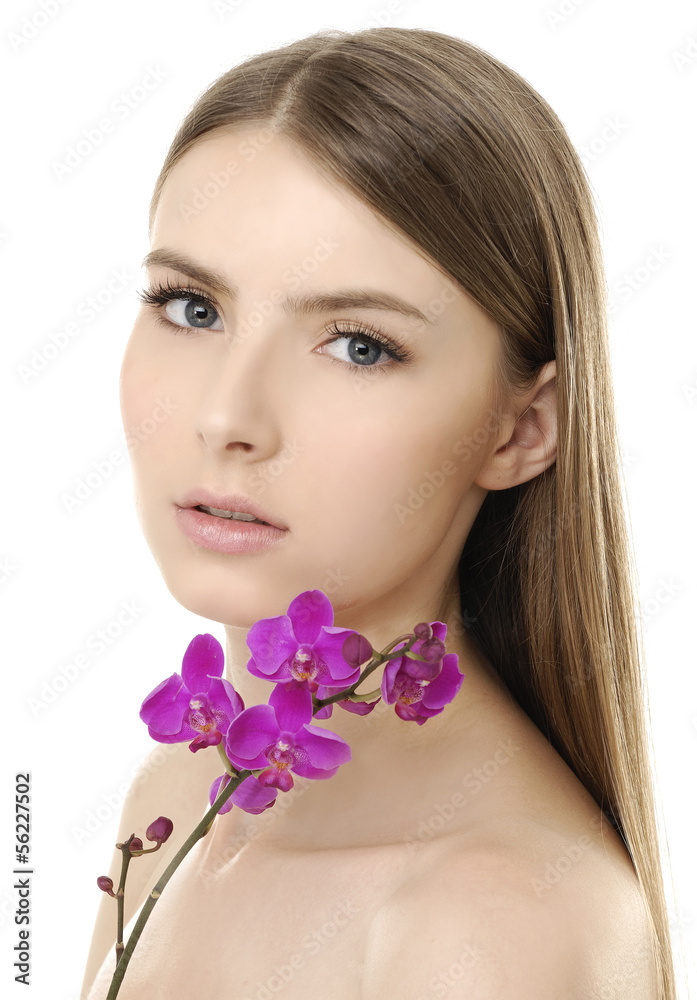 beauty flower girl on the white background