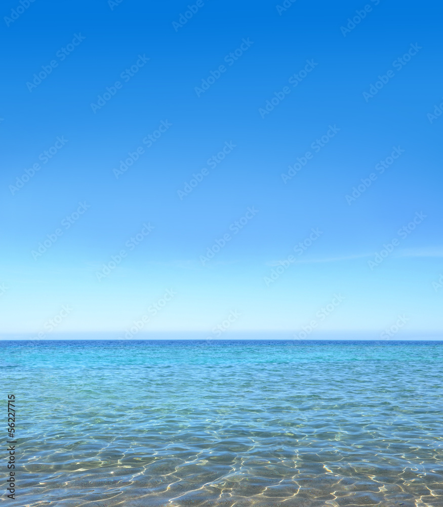Beautiful tropical seascape. Sky and sea. Space for text