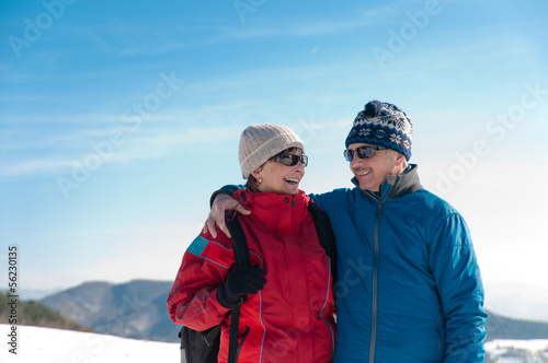 Portrait of senior retired couple in winter