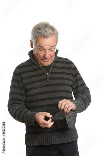 Senior Caucasian man portrait series with empty wallet © MichaelJBerlin