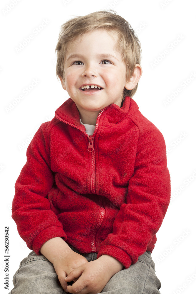 Portrait of curious blonde toddler boy on white Portrait of curious blonde toddler boy on white