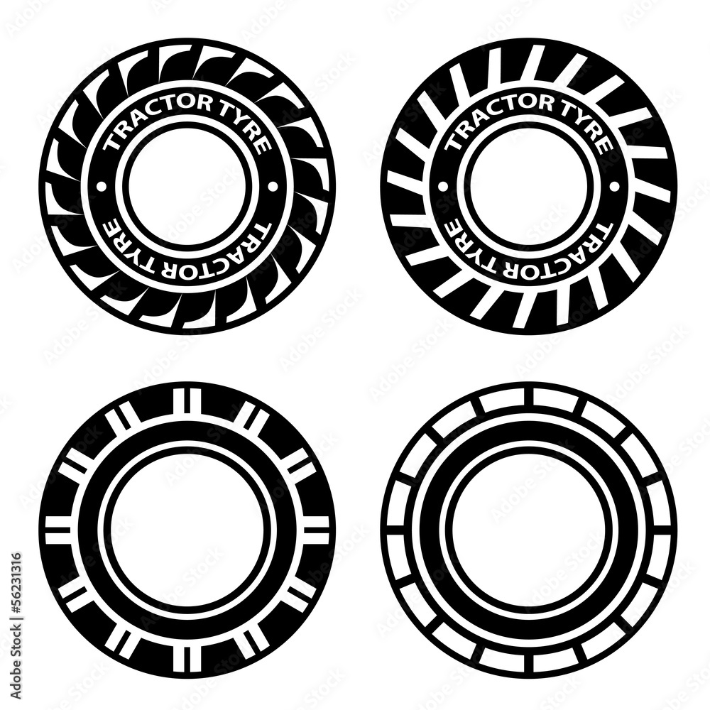 vector black tractor tyre symbols