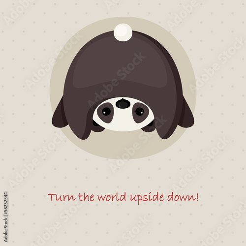 Cute card design with upside down panda