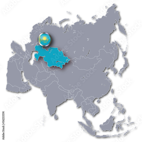 Asienkarte mit Kasachstan