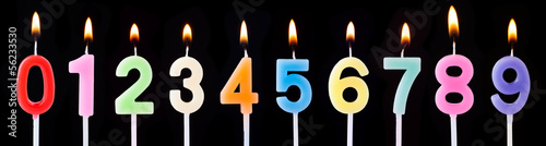 Photography Burning birthday candles, Number 0-9