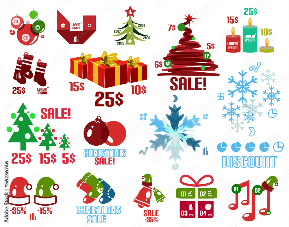 Christmas infographic templates and elements set