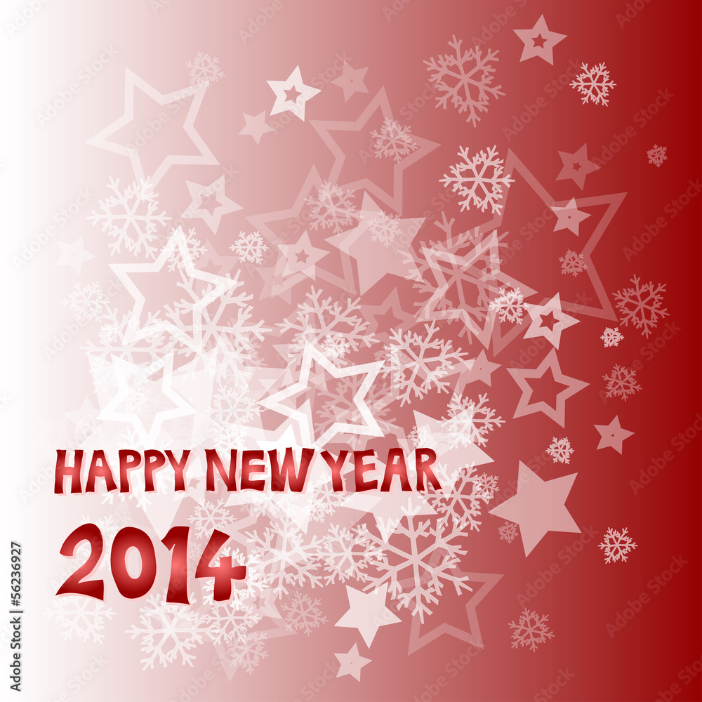 New year 2014 with snowflakes and stars illustration