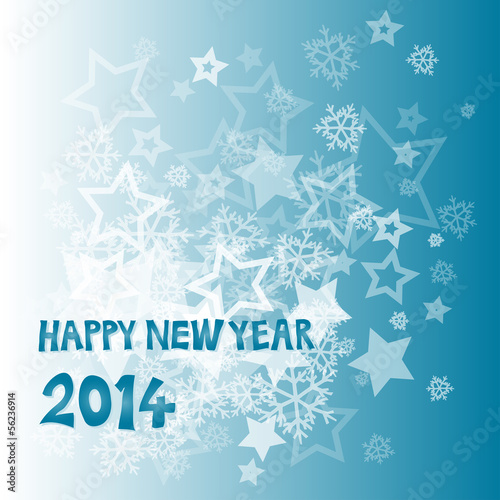 New year 2014 with snowflakes and stars illustration