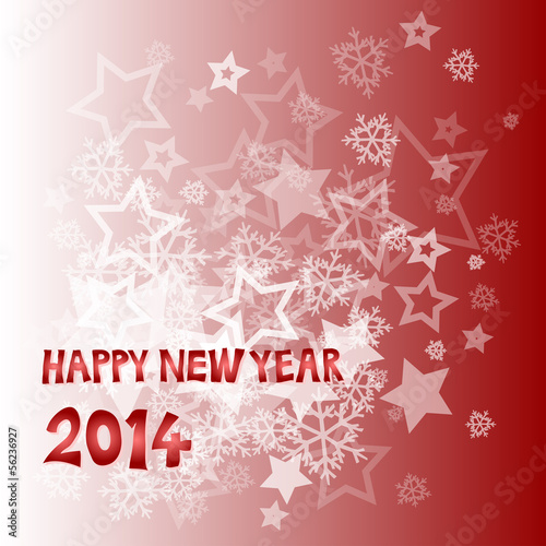 New year 2014 with snowflakes and stars illustration
