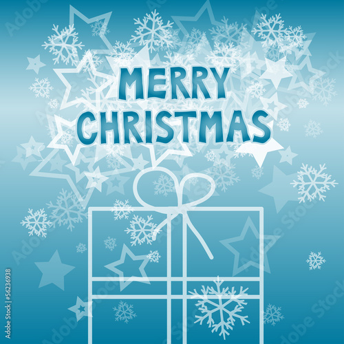 Merry Christmas wish with snowflakes and stars illustration