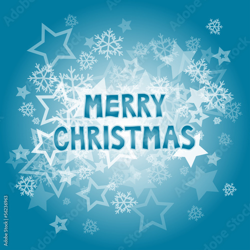 Merry Christmas wish with snowflakes and stars illustration