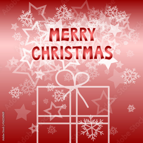 Merry Christmas wish with snowflakes and stars illustration