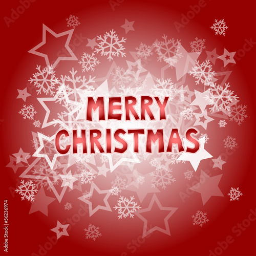 Merry Christmas wish with snowflakes and stars illustration