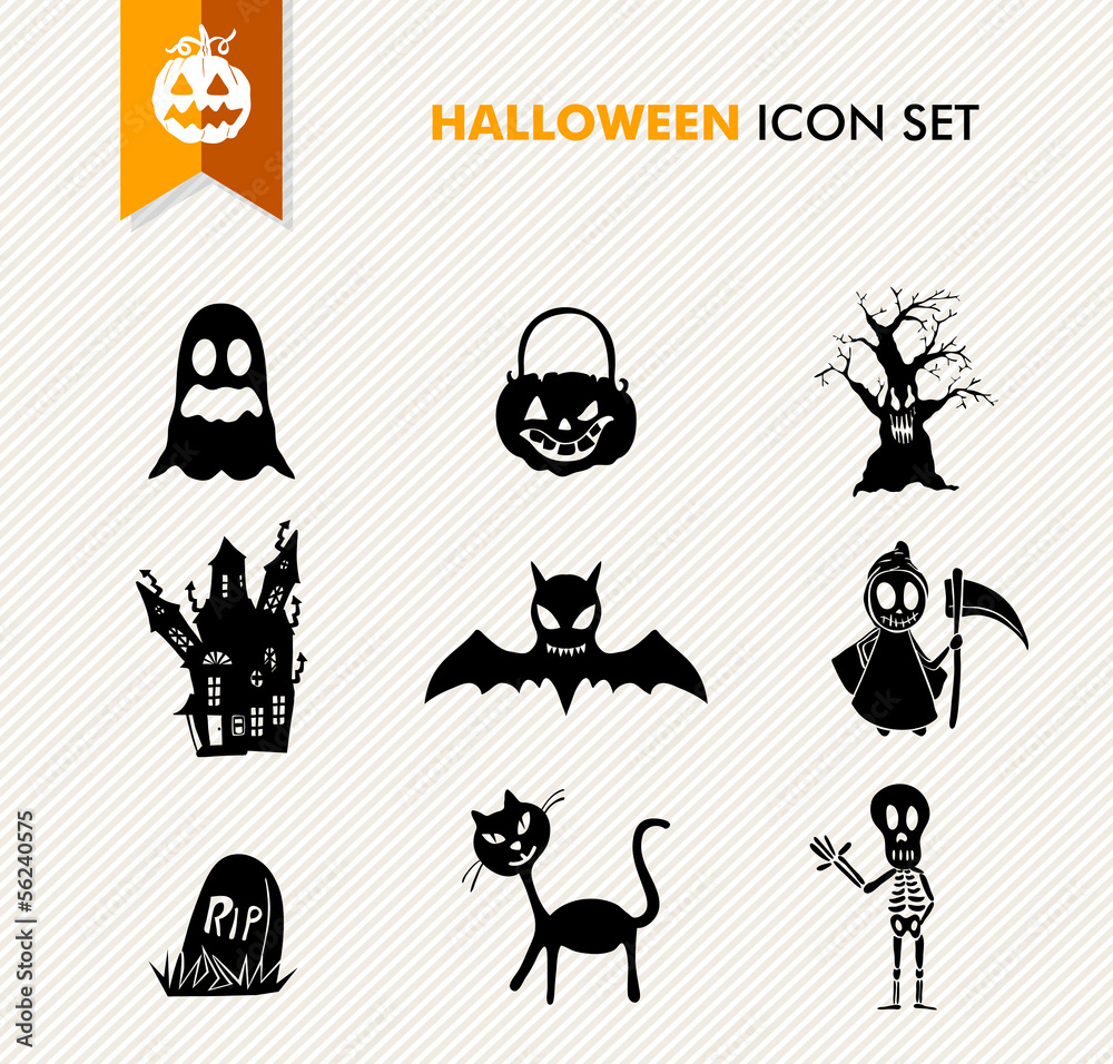 Simple Halloween icon set.