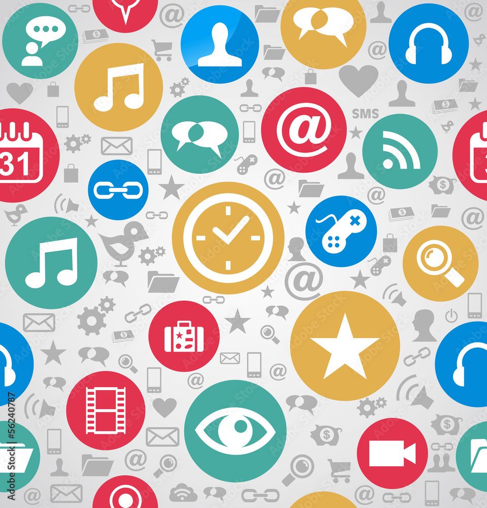 Colorful social media icons seamless pattern background EPS10 fi Colorful social media icons seamless pattern background EPS10 fi