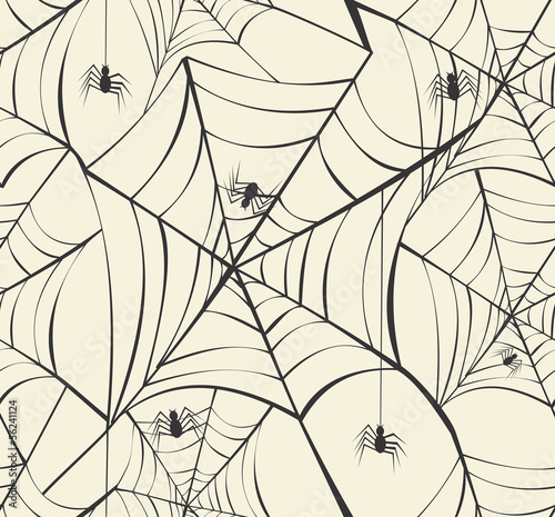 Happy Halloween spider webs seamless pattern background EPS10 fi