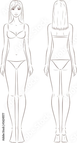 Vector fashion illustration of female fashion figure. Silhouette