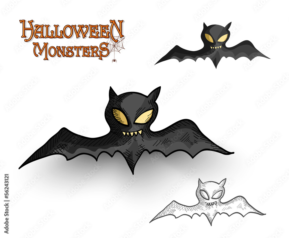 Halloween monsters spooky vampire bat illustration EPS10 file
