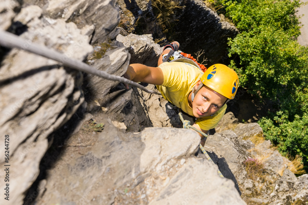 Young Man Climbing Rock Young Man Climbing Rock