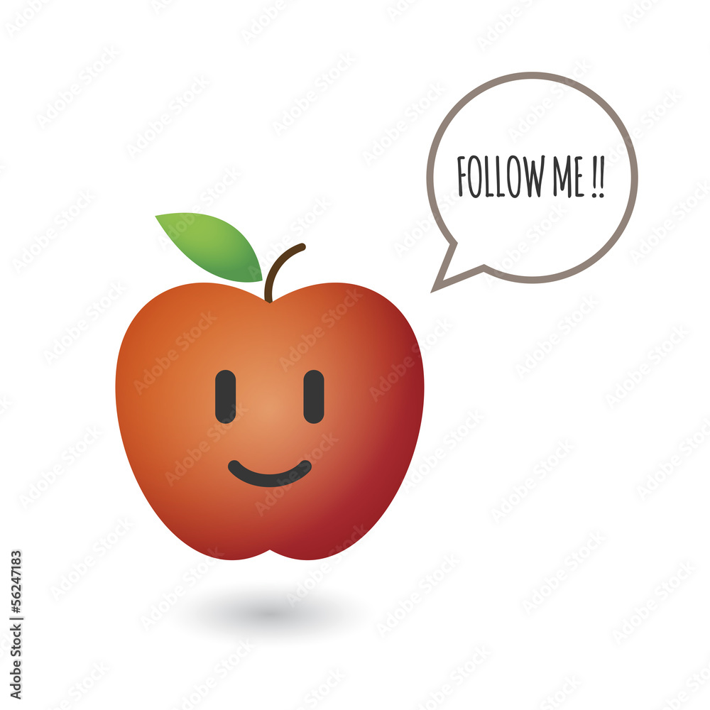 Fototapeta premium Illustration of a cute red fresh apple