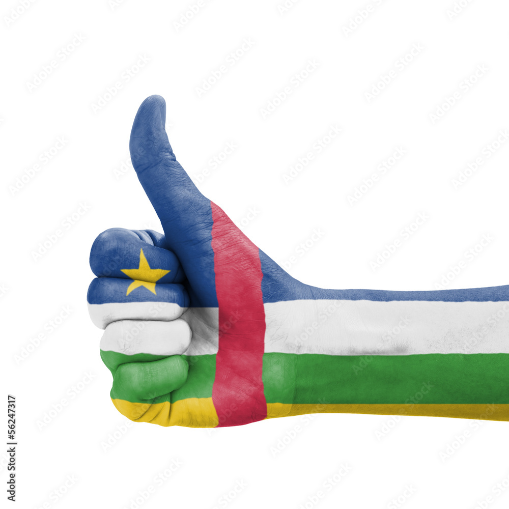 Hand with thumb up, Central African Republic flag painted