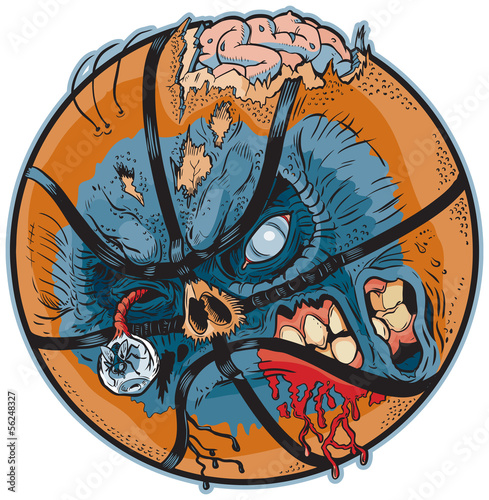 Zombie Basketball Vector Cartoon