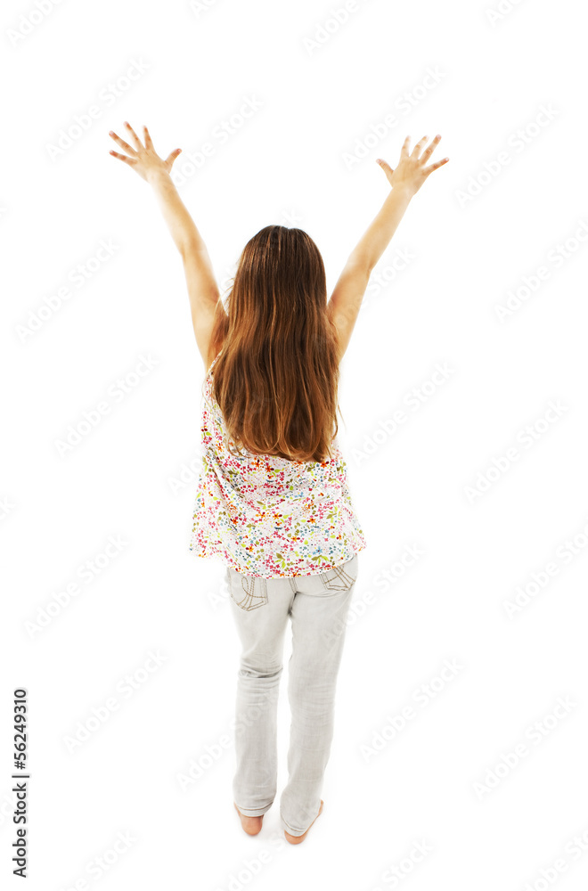Back view of dancing beautiful little girl Back view of dancing beautiful little girl