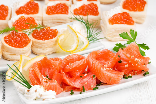 Tartlets with caviar and salmon