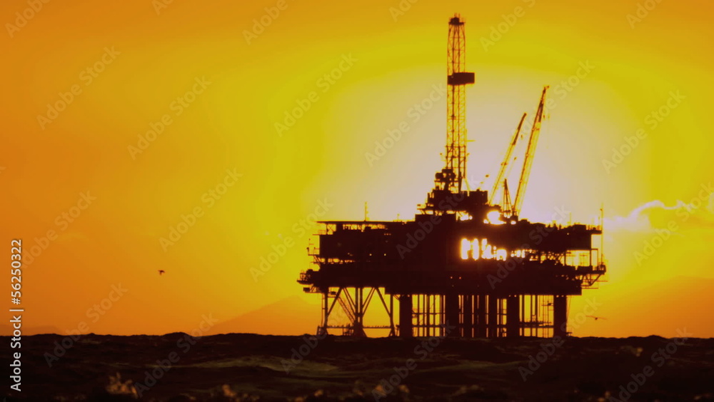 Silhouette Oil Platform at Sunset Silhouette Oil Platform at Sunset