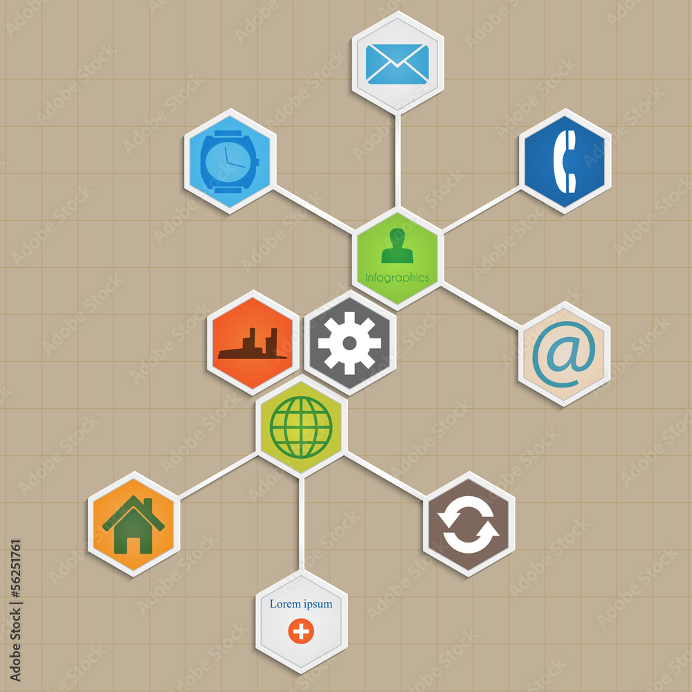 Infographic template design - hexagon background. Infographic template design - hexagon background.
