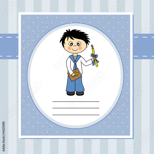 First Communion Invitation Card. boy