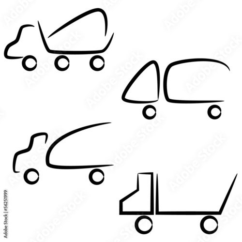 Trucks icons set.