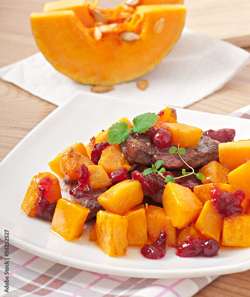 Baked pumpkin with meat and vegetables. Baked pumpkin with meat and vegetables.