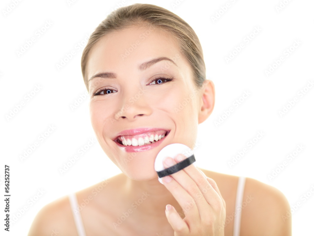 Makeup beauty Asian woman applying foundation face Makeup beauty Asian woman applying foundation face