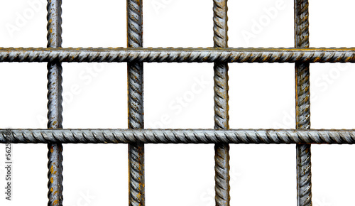 The lattice of reinforcing steel rods isolated photo