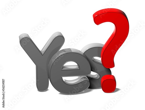 3D Word Yes on white background photo