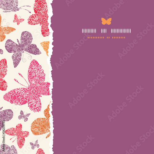 Vector floral butterflies frame square seamless pattern