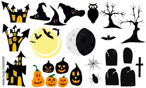Zestaw grafik elementów na halloween
