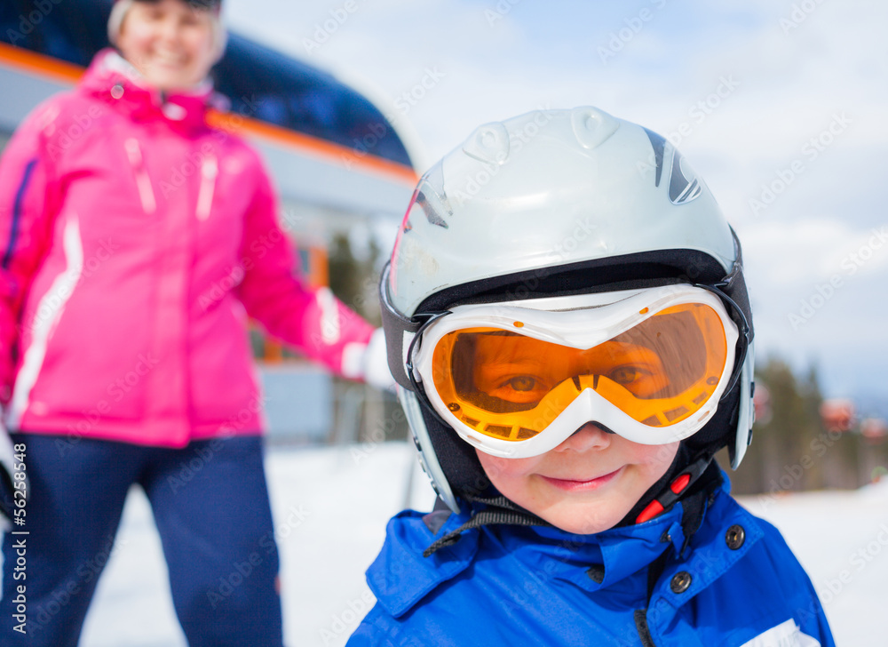 Skiing, winter, family Skiing, winter, family