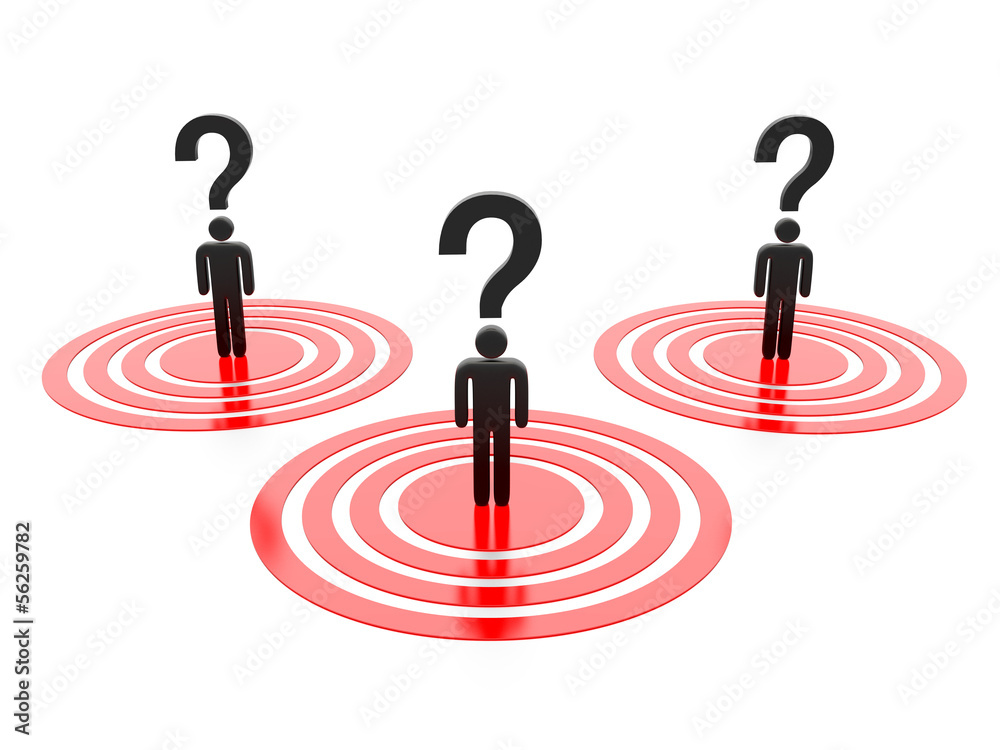 Question mark and target market. Question mark and target market.