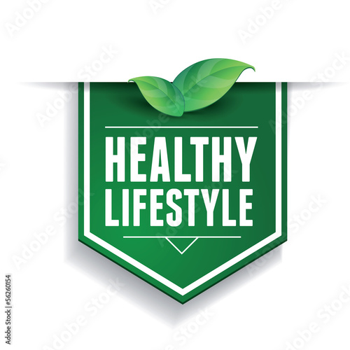 Healthy lifestyle label or ribbon