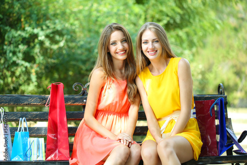 Two beautiful young woman w...