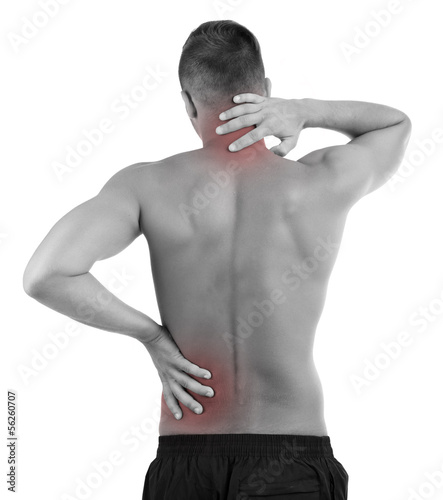 Young man with back pain, i...