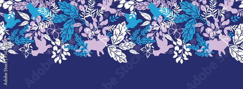 Vector animals in the forest silhouettes horizontal seamless