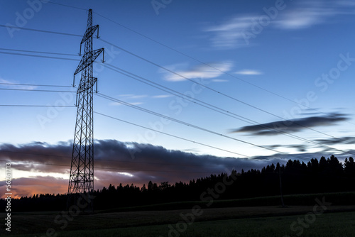 Electrical tower at dusk