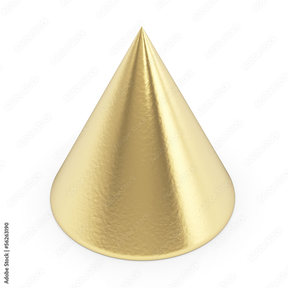 Fototapeta premium Golden 3d cone isolated with clipping path