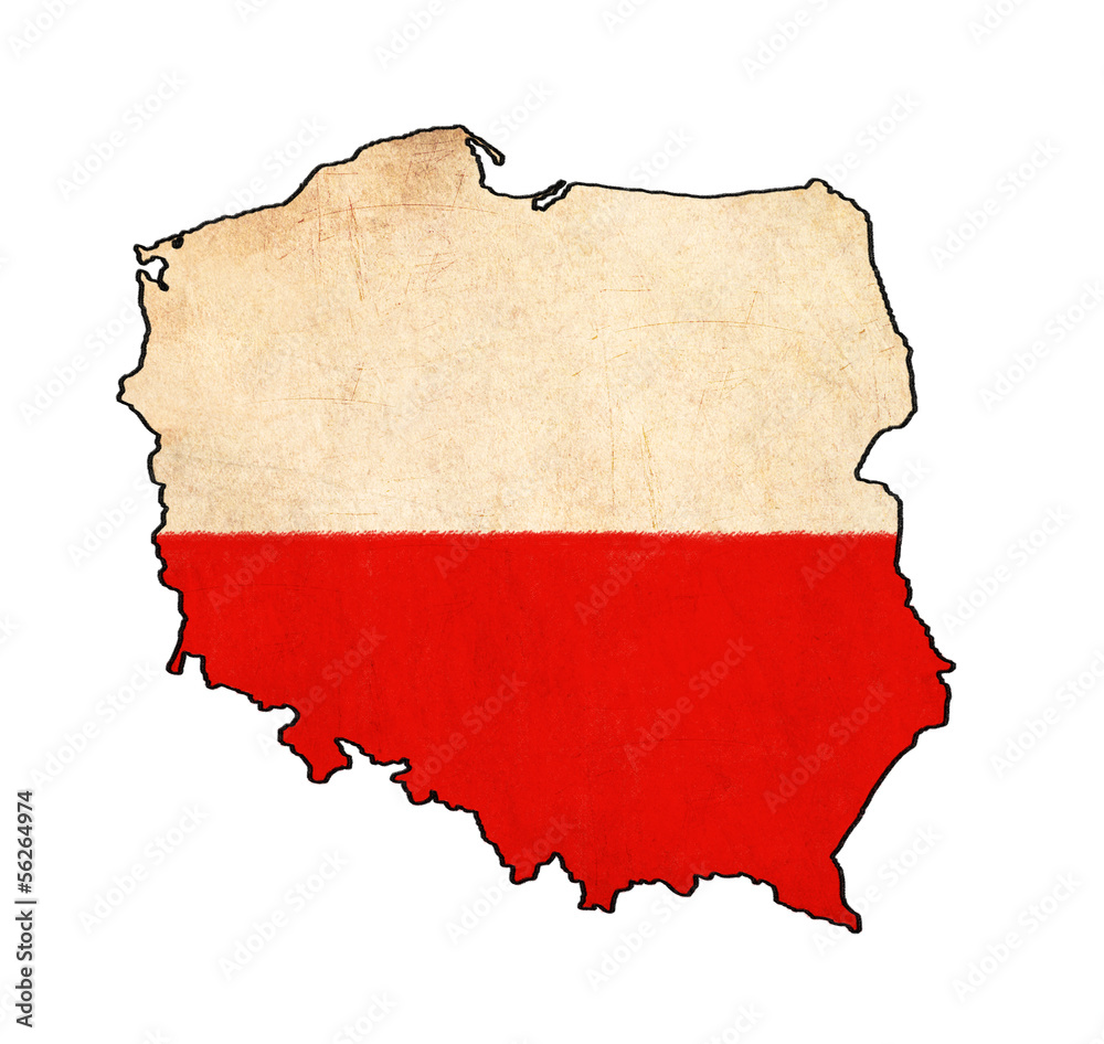 Fototapeta premium Poland map on Poland flag drawing 