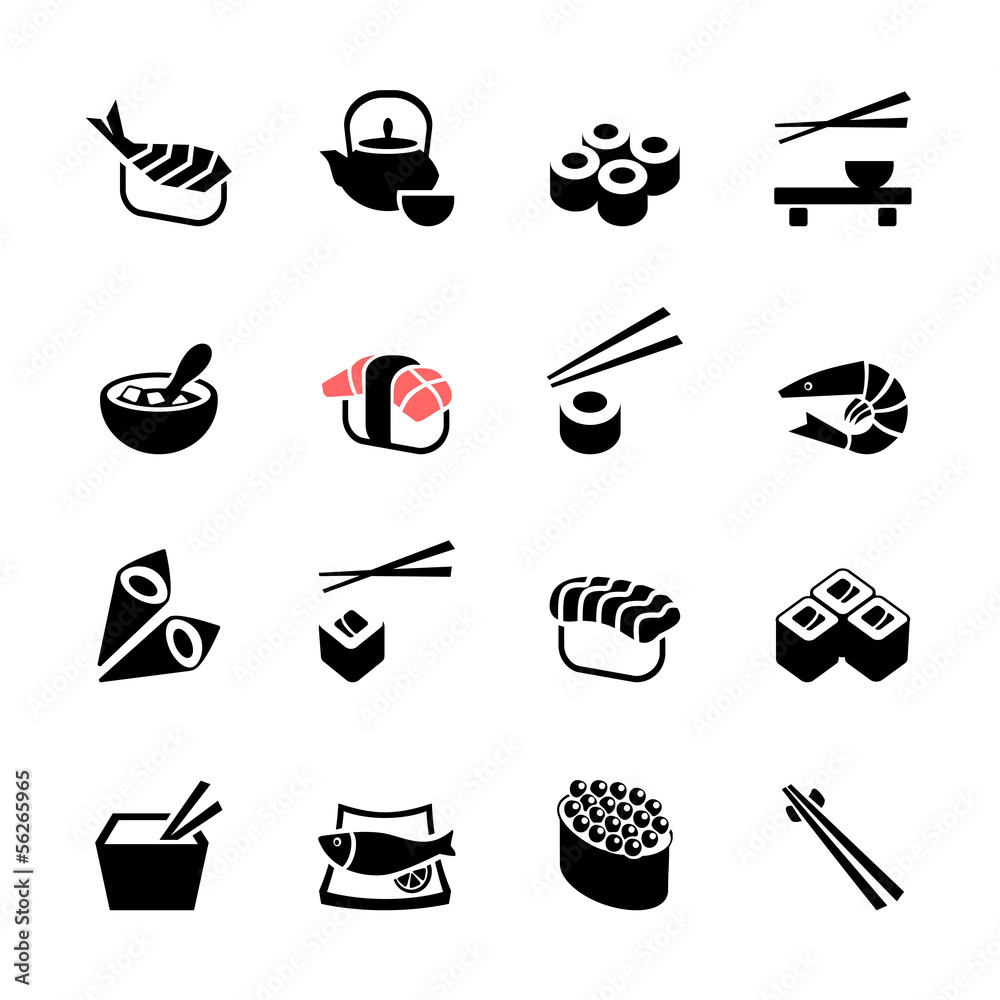 Japanese food Sushi collection. Web icon set